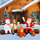 Alupssuc 8FT Christmas Inflatable Outdoor Decoration with Built-in LEDs Lights, Blow-Up Santa Claus, Bear and Deer Keeping Warm for Outside/Indoor Xmas for Yard, Garden, Lawn, Party, Holiday Decor