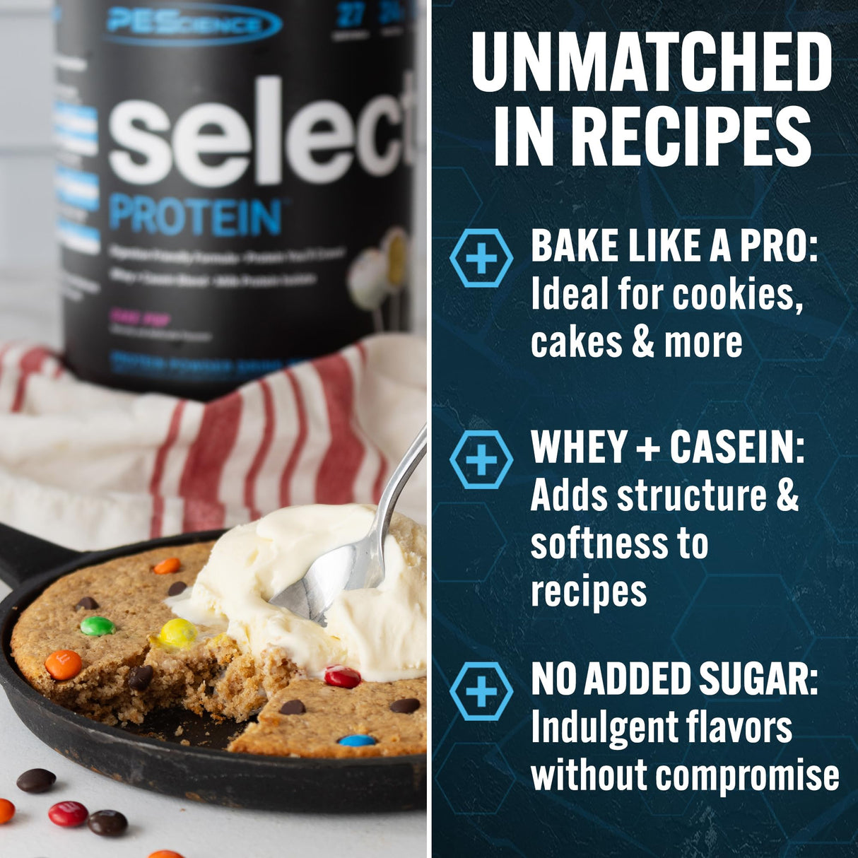 PEScience Select Protein Powder, Whey and Casein Blend, Clean Protein Powder for Women and Men, Low Calorie, Low Carb, Keto Friendly, Gluten Free, Frosted Sugar Cookie, 55 Servings