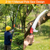 20FT Pole Saw for Tree Trimming, Manual Telescoping Tree Pruner with 3–12FT Extension Pole, Long Reach Hand Saw for Ground Cutting in Yard, Garden & Patio