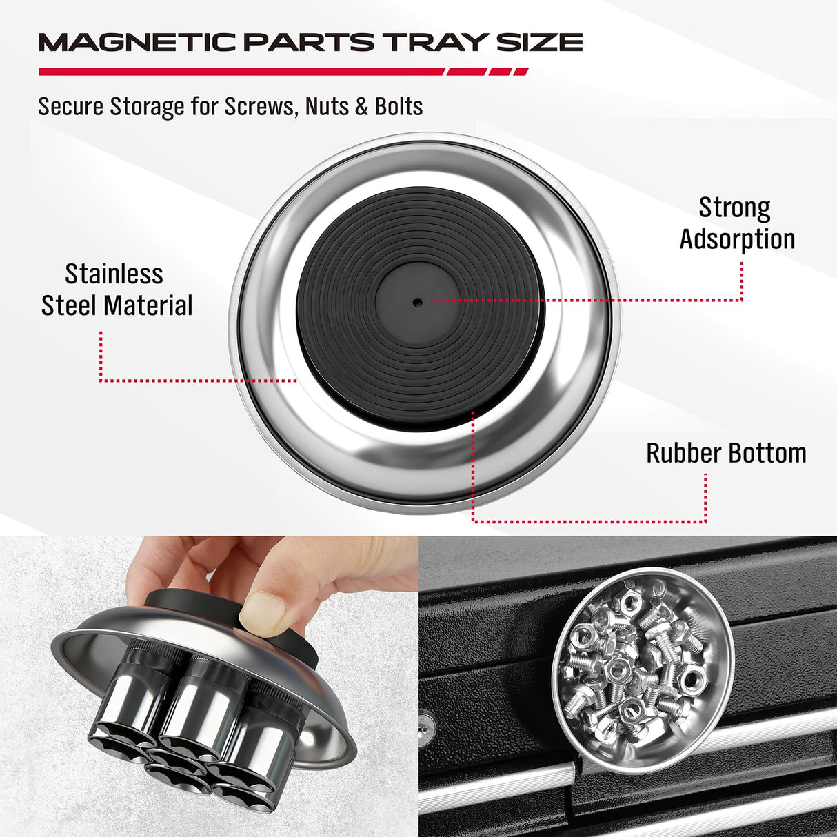 6-Piece Telescoping Magnetic Pickup Tools Set: 31in Portable Magnetic Pickup Stick, 25in Pen-Style Magnetic Pickup Tool, 20in Flexible Bendable Spring Magnet Stick with 4in 9in Magnet Parts Tray