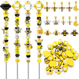 Lineshading 118 Pcs Bee Garden Stakes Fairy Wand DIY Beaded Stakes Garden Decor Includes 4 Crystal Stopper Top 10 Bee Pendant 68 Large Hole Beads 4 Threaded Rods 4 Pcs Nuts, for Craft Supply