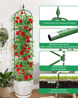 MYMULIKE 2 Pack Garden Obelisk Trellis for Climbing Plants Outdoor & Indoor - 6Ft Rustproof Garden Trellis Plant Support Cage for Vines, Flowers, Vegetables, Roses | Heavy-Duty, Adjustable