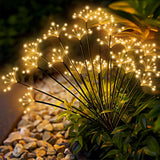 Solar Garden Lights 4 Pack Waterproof Solar Swaying Starburst Light Outdoor Lights for Yard Patio Walkway Pathway Party Wedding Christmas Decoration, Warm White