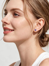 ChicSilver February Birthstone Earrings for Women 925 Sterling Silver Small Round Amethyst Stud Earrings Hypoallergenic