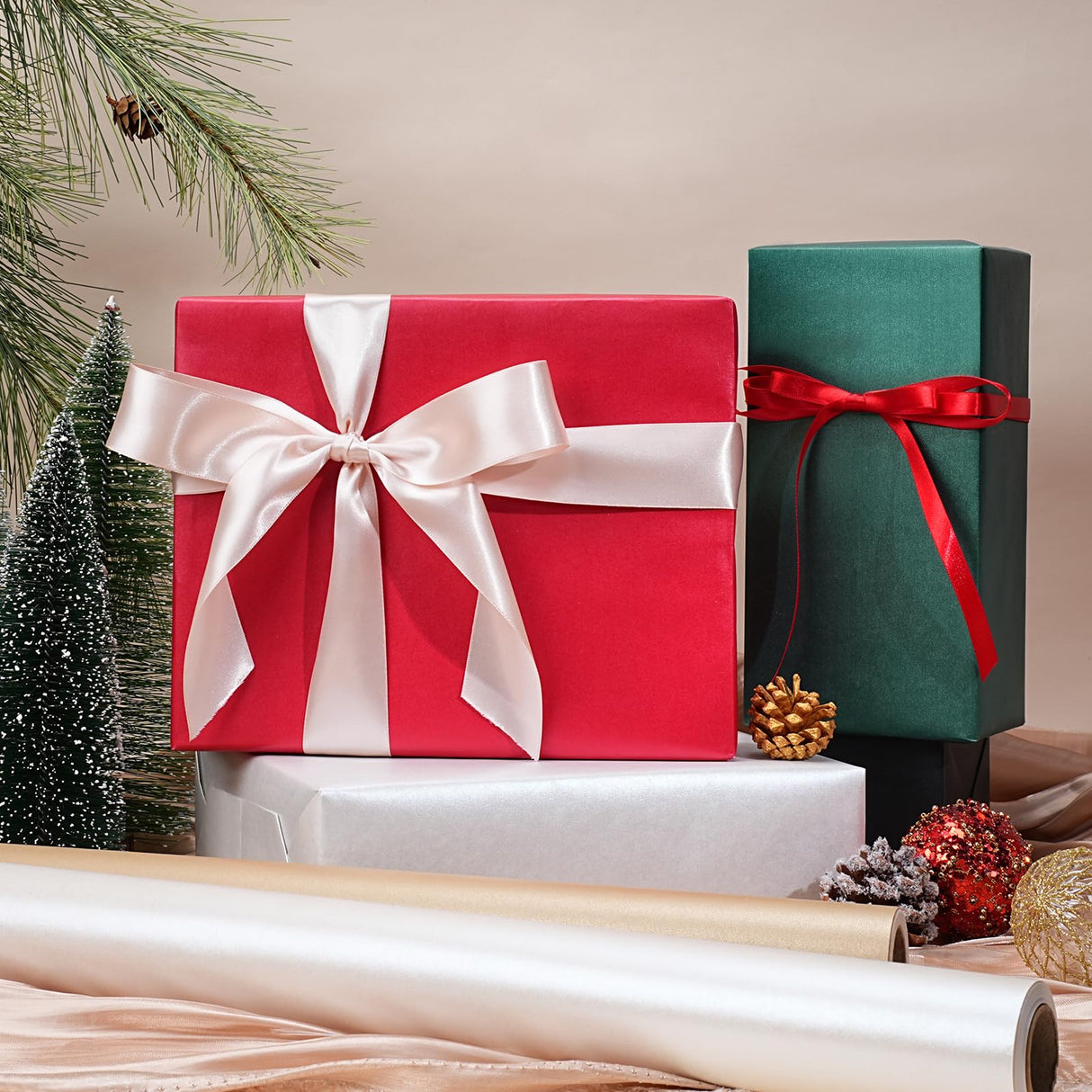 LaRibbons White Wrapping Paper, 30 Inch x 33 Feet, Solid Color Pearly-Lustre Gift Wrapping Paper Rolls for Wedding, Christmas, Valentine's Day, Birthday, Baby Shower