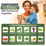 Healthy One Fruits & Veggies - 27 Balanced Whole Foods of Nature - Vitamins - Minerals - Antioxidants - Detox - Vegetables - Kale - Broccoli - Spinach - Beets - Raspberries - Multivitamin - 60 Count