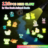 EKisemio 120 Pcs Mystery Bags Mini Resin Animals Glow in the Dark, Blind Bags Luminous Animals Figures Variety Pack for Dollhouse Accessories Fairy Garden Surprise Collectible Figurines Desk Pets
