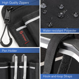 FINPAC Wheelchair Side Organizer Bag with Cup Holder, Wheelchair Armrest Accessories Pouch with Pen Slot and Reflective Strips for Power Wheelchairs, Walkers, Rollators, Adults, Seniors - Black