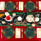 Joyido 102PCS Green and Gold Plates - Green Plastic Plate - Fancy Heavy Duty Disposable Plates - Heavyweight Disposable Dinner & Dessert Plate for 51 Guests for Party & Christmas