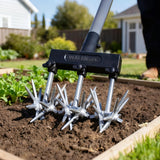 Walensee Rotary Cultivator, Adjustable Hand Tiller for Soil Clod Breaking