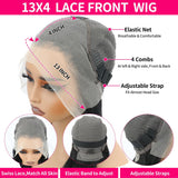 32 Inch Straight Lace Front Wigs Human Hair 200% Density 13x4 HD Transparent Lace Front Wigs for Women Glueless Brazilian Virgin Straight Lace Frontal Wigs Pre Plucked with Baby Hair Natural Black