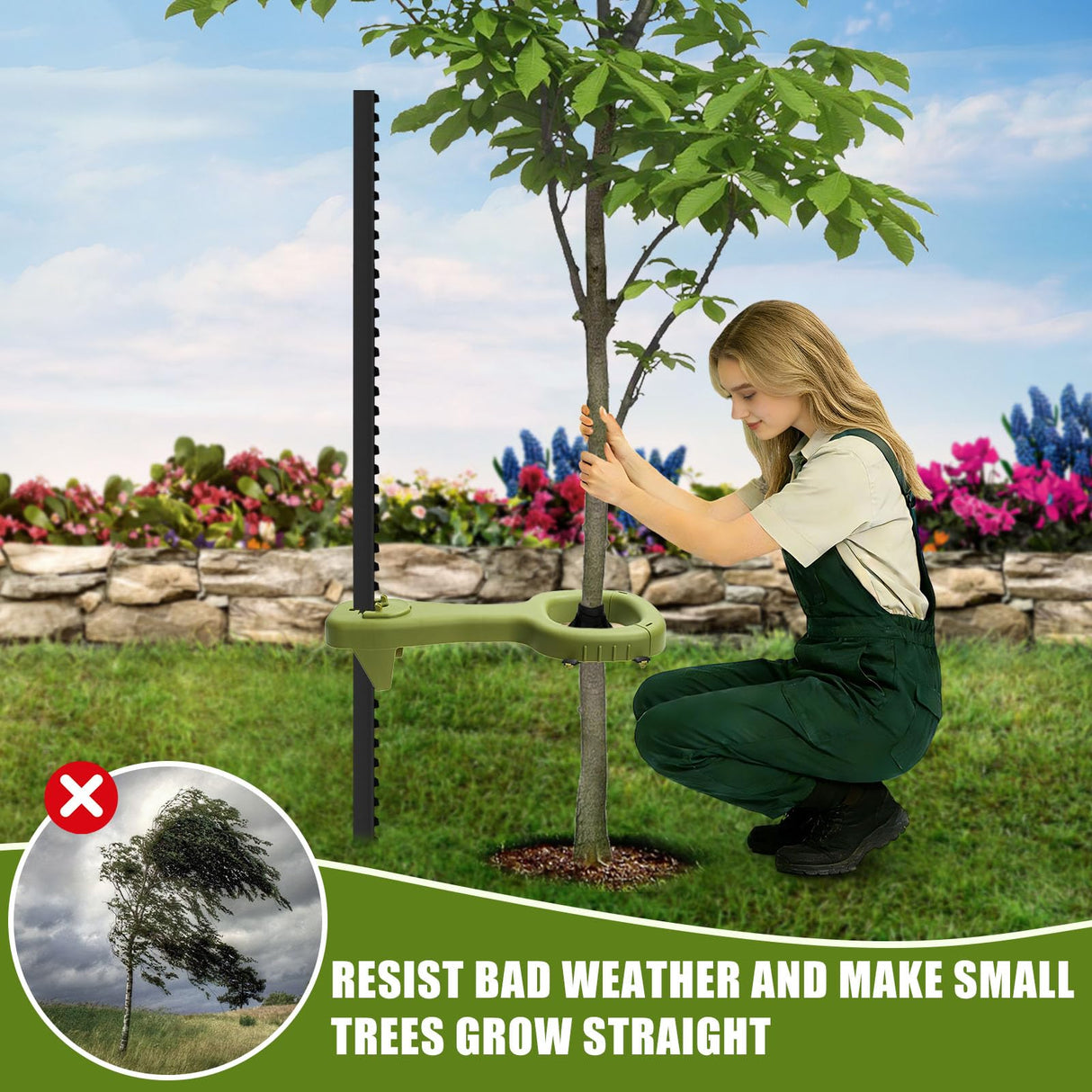 Tree Supports Young Trees, 4PC Tree Stake Stabilizer Kit for Leaning Tree