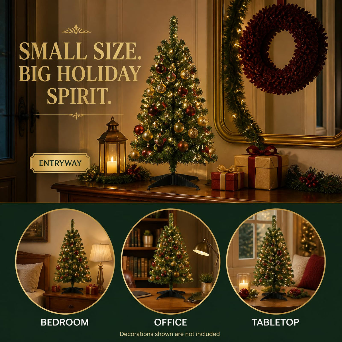 XXYYZZ 3FT Pre-lit Artificial Christmas Tree with 50 LED Lights （11 Modes）