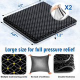 Seat Cushion, Gel Seat Cushion, Breathable Cool Suitable as Office Chair Cushion, Car Seat Cushion, Wheelchair Cushion, Large Size, Strong Support, Relieve Sciatica and Backache, 2 Anti-Slip Covers