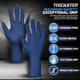 Thickster Powder-Free Exam Grade Latex Disposable Gloves. Size Medium. Blue, 14 mil Thickness, 12" Length. Fully Textured for Superior Grip. Single Use. Pack of 50. (6602-20)
