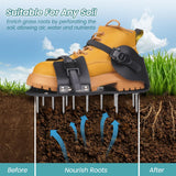 FIMXSD Lawn Aerator Shoes - Heavy Duty Lawn Aerator Tool for Grass with Cleaning Shovel & 6 Extra Spikes, Easy Assembly with Upgraded T-Wrench, Manual Garden Soil Aeration Tools for Yard Care