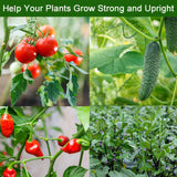 Frcctre 50 Pack 16 Inches Garden Stakes with 25 Connectors, Connectable Plant Support Stakes Plastic Coated Metal Tomato Sticks Plant Climbing Support for Tomatoes, Cucumber, Beans, Potted Plants