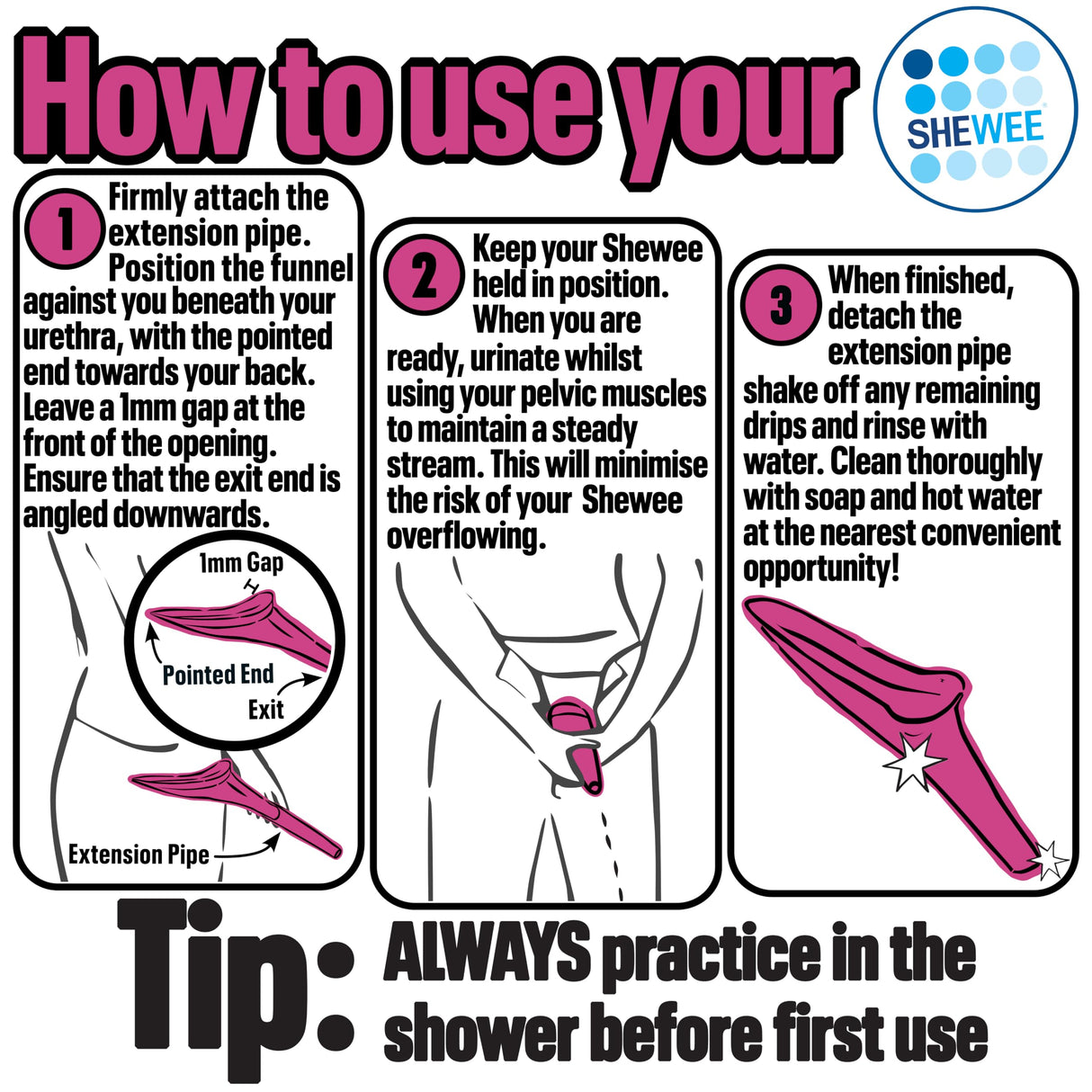 SHEWEE Flexi – The Original Female Urinal – Made in The UK – Reusable, Flexible & Portable Urination Device. Festival, Camping, Car, Hiking Essentials for Women. Stand to Pee Funnel – Pink