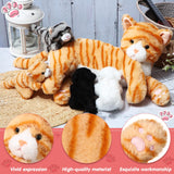 Skylety Nurturing Cat Stuffed Animal with 4 Plush Kittens, Cat Baby Stuffed for Girls Boys Plushy Mommy Kitty with Baby Kittens for Christmas Birthday Party Favors Gifts(Cute Style)