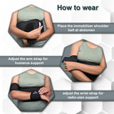 Wonder Care-Left Right Shoulder Immobilizer Arm Sling Elastic Brace for Clavicle Collar Bone Dislocation Subluxation Shoulder stabilizer Compression Brace After Rotator Cuff Surgery - Black-Size 3