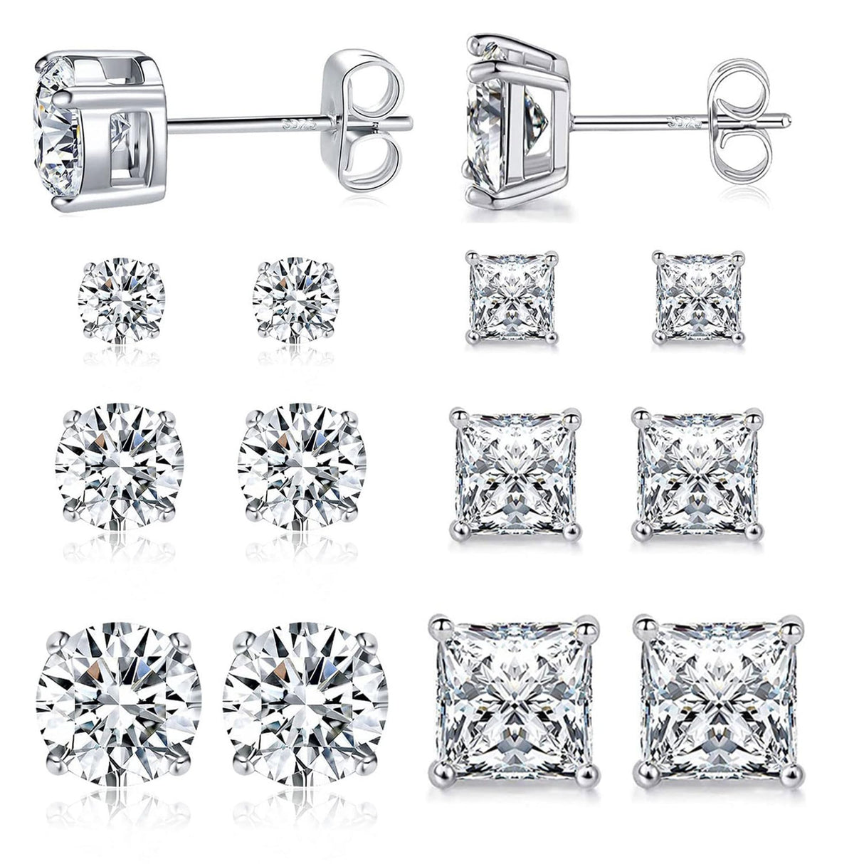 MDFUN Stud Earrings for Men Women 925 Sterling Silver Post Earring