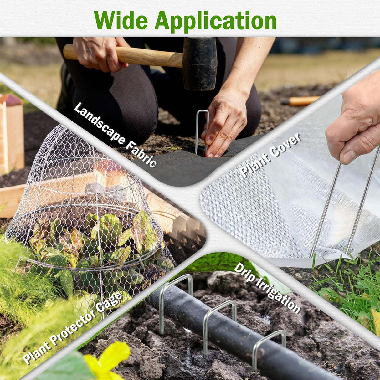 200 Pack Landscape Staples Garden Stakes 6 Inch 11 Gauge Galvanized Landscape Fabric Pins Anti-Rust Landscape Spike Heavy Duty Ground Staples for Weed Barrier, Irrigation Tubing & Lawn Decor