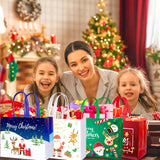 IPQXE 34 Pack Christmas Gift Bags Assorted Sizes- Reusable Tote Bags Non-Woven, Xmas Shopping Bags with Handles, for Christmas Treat Bags, Gifts Wrapping, Xmas Party Supplies 16 Large 18 Small