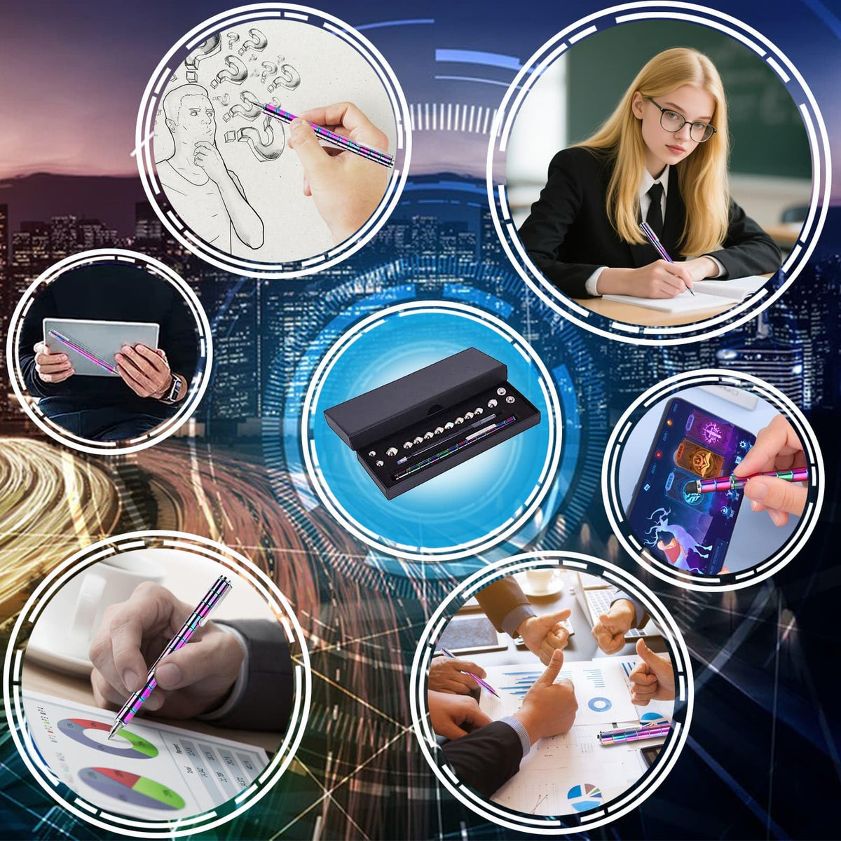 Magnetic Fidget Pen Teen Gifts: Cool Gadget For Men Teacher Appreciation Gifts Graduation Gift For Her Him Stress Relief Fidget Toy For 13 14 15 16 17 18 Year Old Boys Girls,Office Desk Accessories