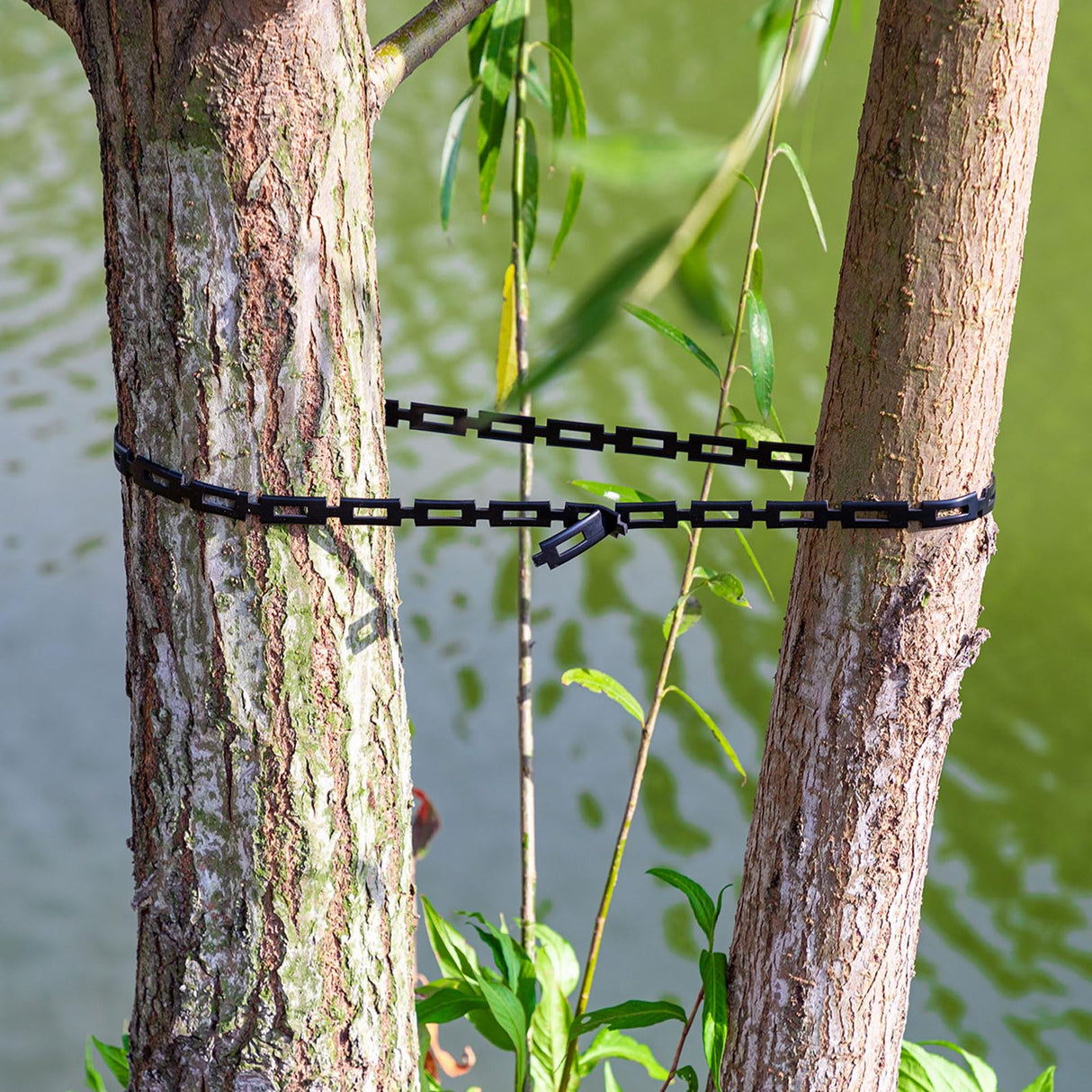 50 FT Chain Lock Tree Ties, 0.5Inch Outdoor Plant Strap for Staking