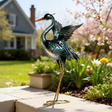 chisheen Crane Garden Statue Metal Heron Outdoor Decor Yard Art Bird Gift