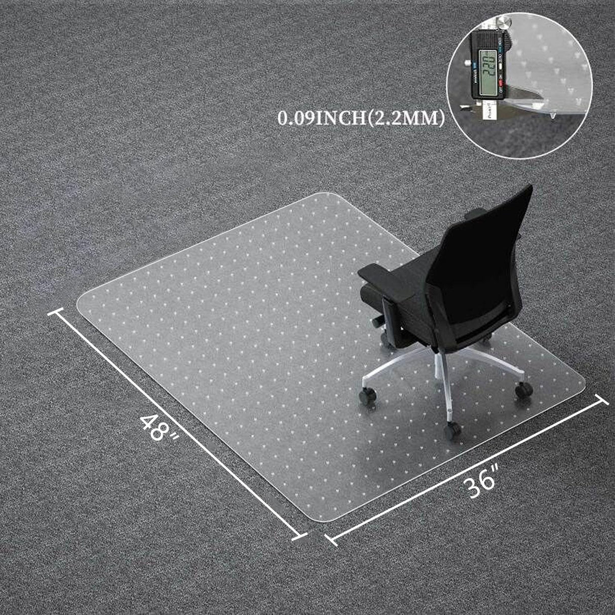 Naturei Chair Mat for Carpet, 36” x 48” Office Desk Floor Mat for Rolling Chairs, Easy Glide Floor Protector for Low Pile Carpet (Rectangle)