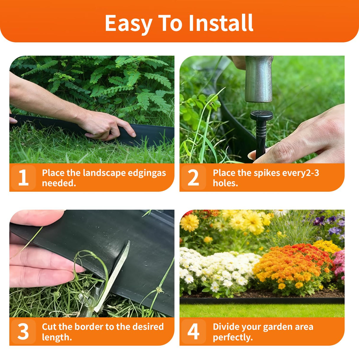 4-in 100-ft Plastic Landscape Edging Decoration, Equipped with 150 Stakes