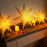 Paper Star Lanterns with Lights, Christmas Hanging Decor Indoor, 3-Pack
