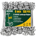 GESTONE 150 PCS Landscape Fabric Staples Stakes, 6 inch Weed Barrier Pins