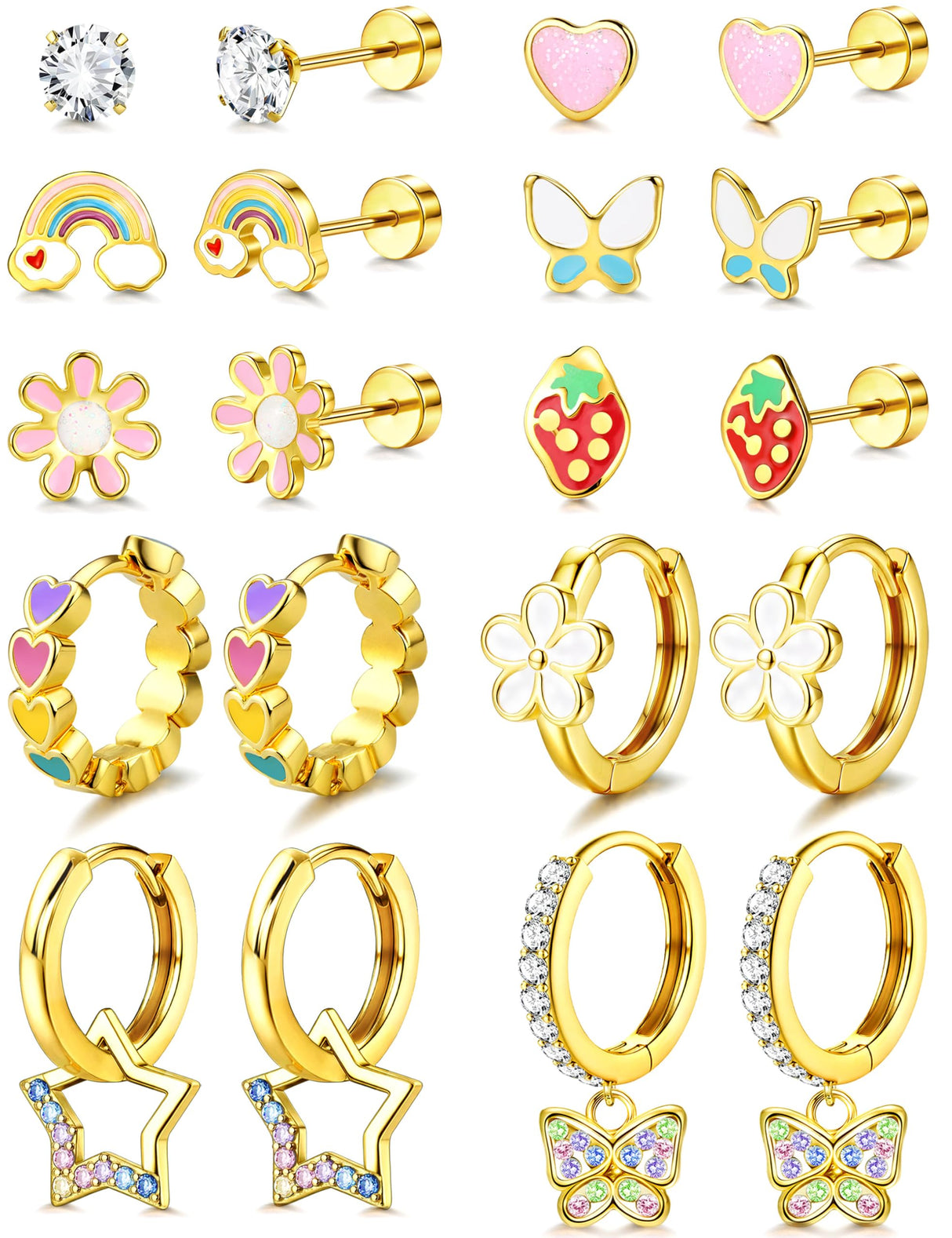 YADOCA Hypoallergenic Flat Back Earrings for Girls Women Surgical Steel