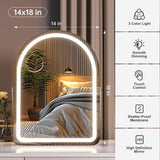 Hasipu Vanity Mirror with Lights, 14"× 18" Arched LED Makeup Mirror, Lighted Makeup Mirror with Lights, Smart Touch Control Dimmable 3 Modes Light 360°Rotation White