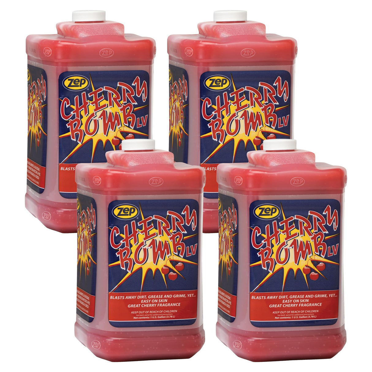 Zep Cherry Bomb LV Industrial Hand Cleaner - 1 Gallon (Case of 4) - 329124 - Heavy-Duty Shop Grade Gel Formula with Pumice To Scrub Away Stubborn Industrial Soils, Residues