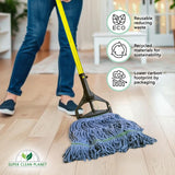 Super Clean Planet Heavy Duty Mop Head Refill (3-Pack) – Industrial Blue Cotton, Looped-End Wet Mop Heads for General, Commercial, Janitorial & Floor Cleaning