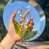 Real Stain Glass Decor Birth Flower Suncatcher Lily of The Valley Suncatcher Lily of the Valley Stained Glass Window Hanging Plant Room Decor Hanging Plant Lover Gifts Home Gardening Gifts for Women