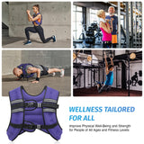 ZELUS Weighted Vest, 6lb/8lb/12lb/16lb/20lb/25lb/30lb Weight Vest with Reflective Stripe for Workout, Strength Training, Running, Fitness, Muscle Building, Weight Loss, Weightlifting, Violet(16 lb)