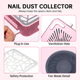 CHRISTINE SHELLY Nail Dust Collector, Powerful Vacuum Fan Vent Dust Collector Extractor Dust Suction Machine for Acrylic Nails Polishing, Nail Salon, Pink Diamond