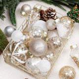 MoonXmas 34PCS Champagne/White Christmas Ball Ornaments Set for Tree Decor