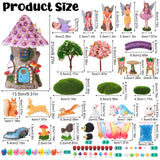 GGSTDDUP 70 Pcs Fairy Garden House Resin Kit Glowing Tree House Miniature Garden Fairy Animals Garden Accessories Decor Outdoor Mini Landscape Ornaments