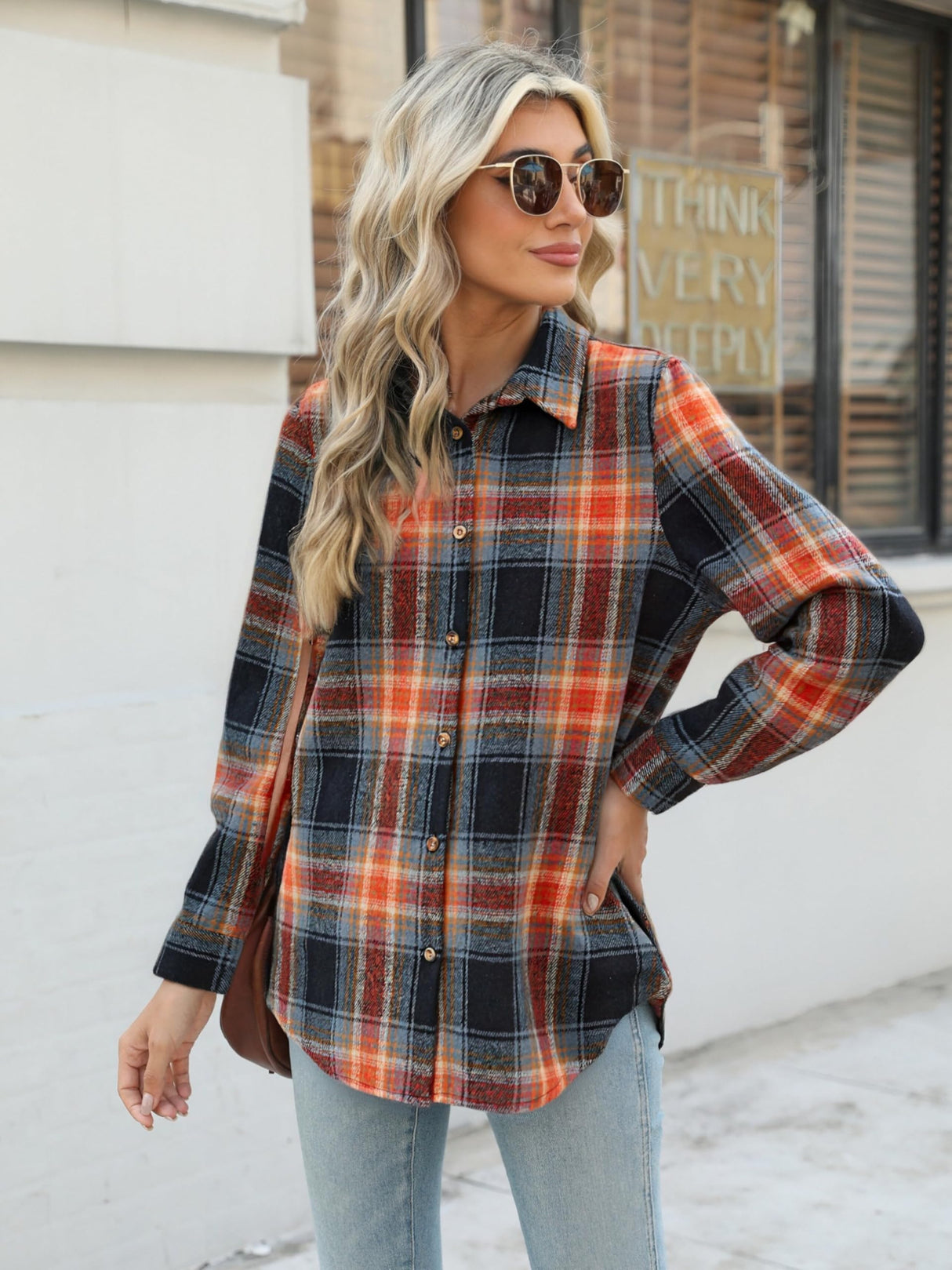 Zeagoo Plaid Shirts for Women Button Down 2025 Dressy Sandy Brown Flannel Christmas Shirts CollaSandy Brown Cotton Blouse Tops