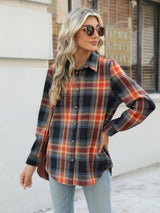 Zeagoo Plaid Shirts for Women Button Down 2025 Dressy Sandy Brown Flannel Christmas Shirts CollaSandy Brown Cotton Blouse Tops