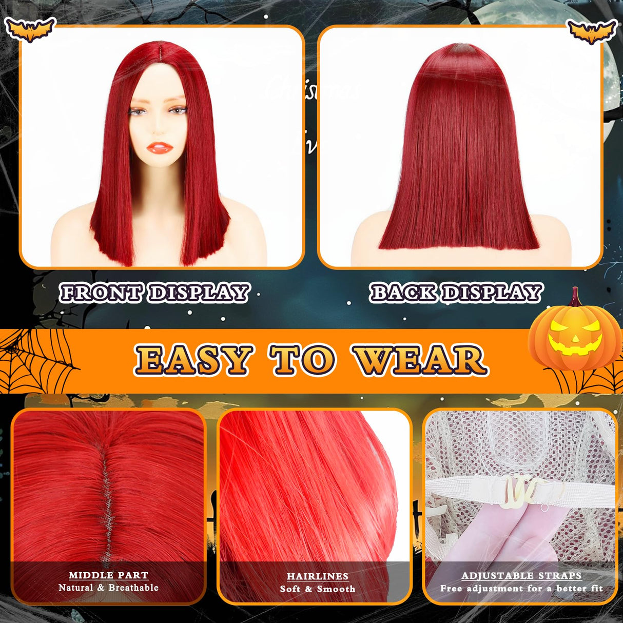 DVDGSC Halloween Sally Costume for Girls: Sally Dress Red Wig Bag - Cosplay Dress Up for Kids - Halloween Christmas Party Outfit (M)