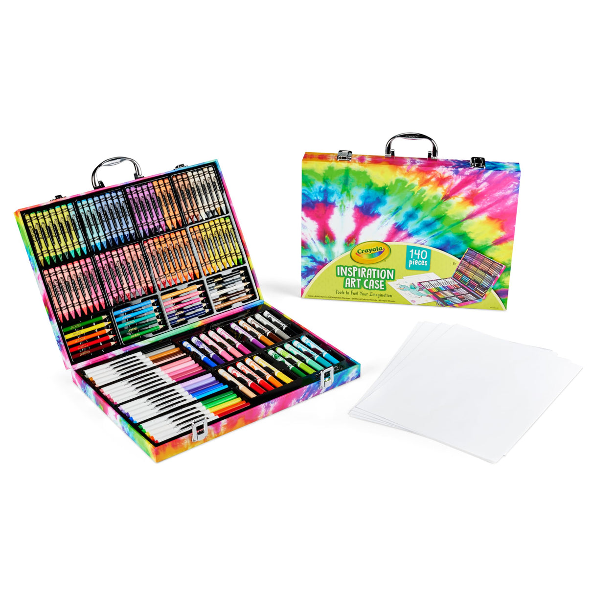 Crayola Inspiration Art Case Coloring Set - Tie-Dye (140ct), Art Supplies Set For Kids, Travel Drawing Kit, Holiday & Christmas Gift for Girls & Boys, Ages 5+ [Amazon Exclusive]