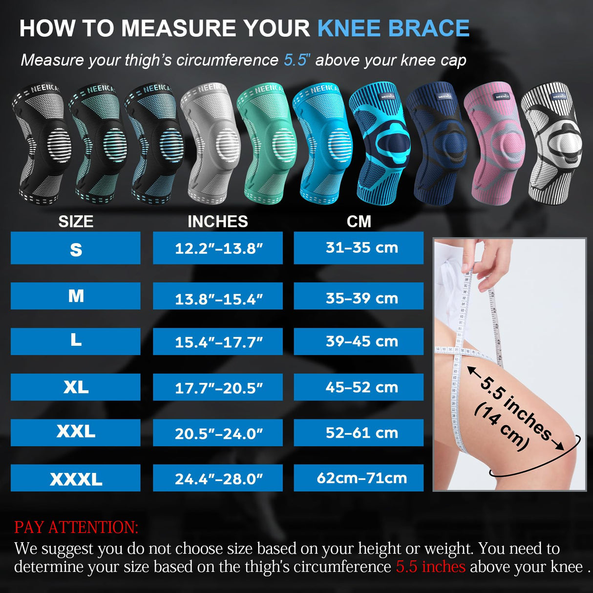 NEENCA 2 Pack Knee Braces for Knee Pain, Compression Knee Sleeves with Patella Gel Pad & Side Stabilizers, Knee Support for Men Women, Meniscus Tear, Arthritis, Joint Pain, ACL,PCL,MCL,Runner, Workout