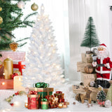 4ft Lighted Artificial White Christmas Tree | Leeheeyee Small Christmas Tree, Not Pre-lit White Tinsel Pine Trees with Lights, Ideal for Home, Office, and Xmas Tree Party Décor