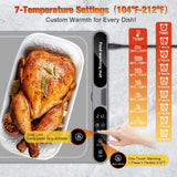 Warming Mat for Food Extra Large, Electric Warming Tray, 15"x31.5" Silicone Heating Mat with 7 Level Adjustable Temp and 8 Hours Timer, Food Warmer for Parties Buffet Home Travel, Dark Gray